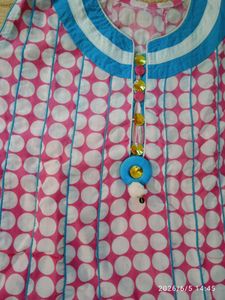 Pink &amp; White Polka Dot Kurta