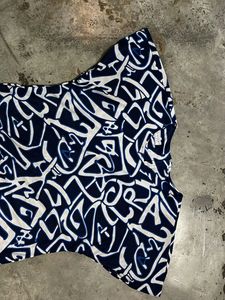 Stylish Navy &amp; White Abstract Print Dress