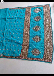 Beautiful Embellished Teal Saree