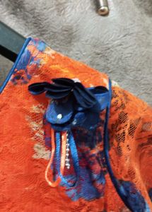 Orange Floral Lace Ethnic Gown