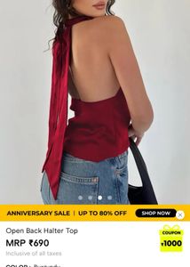 Burgundy Open Back Halter Top