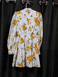 White Floral Tiered Mini Dress