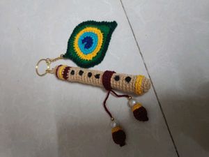 Handmade Flute &amp; Peacock Keychain