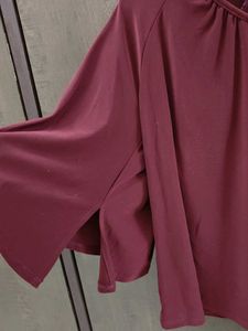 Burgundy Top with Bell Sleeves
