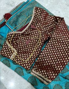 Elegant Teal Embroidered Saree