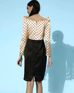 MISH Vintage Polka Dot Satin Midi Dress