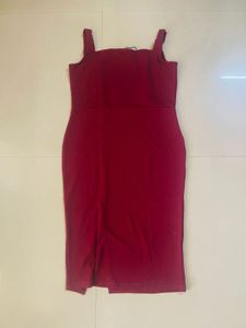 Stylish Maroon Bodycon Midi Dress