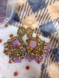 Stunning Pink Stone &amp; Pearl Earrings