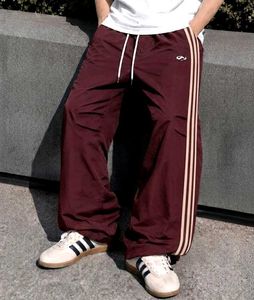 Maroon Track Pants with Side Stripes