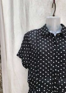 Black Polka Dot Button-Down jumper