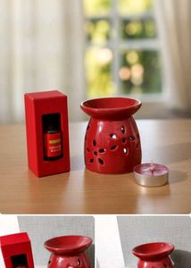 Red Ceramic Oil Burner Set, Like New ✨