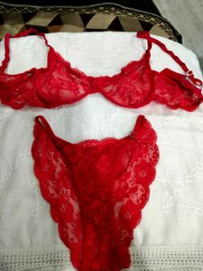 Red Lace Bra and Panty Set