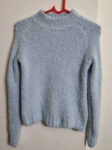 Blue Fuzzy Knit Sweater