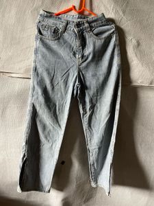 Light Wash Split Hem Jeans