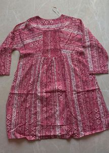 Boho Pink Printed Tunic with Embellishments