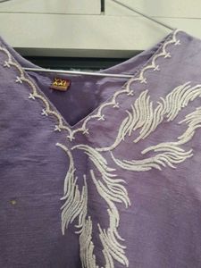 Purple Silk Palazzos kurta set with organza dupatt