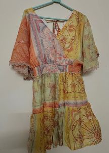 boho-inspired printed mini dress