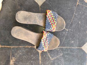 Woven Multicolor Slides
