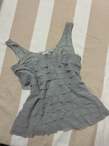 Premium - Grey Ruffles Sleeveless Top