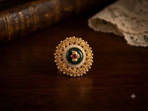 Exquisite Gold Plated Kundan Ring