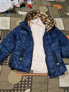Stylish Blue Quilted Jacket hoody and sweater free