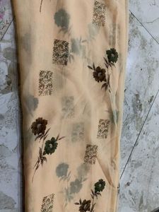 Cream Floral Saree with Maroon Border