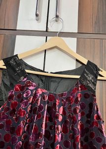 Velvet Dot Print Sleeveless Dress
