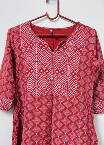 Red Ethnic Printed Kurta