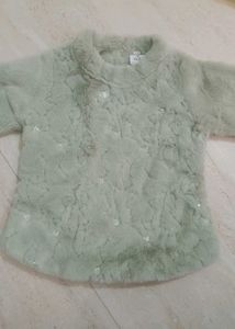 🧸 Cute Girls Mint Green Fuzzy Winter Top | Full S