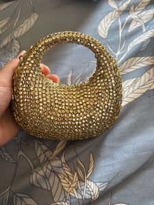 celebrity style mini golden purse