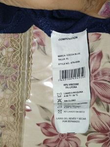 korean Navy Floral Print Top