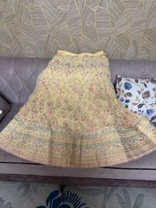 yellow pink beautiful lahanga with emb