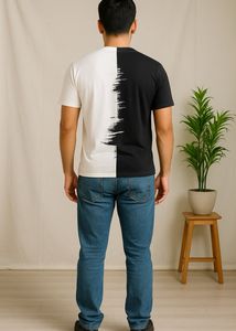 Blue &amp; White Split V-Neck Tee