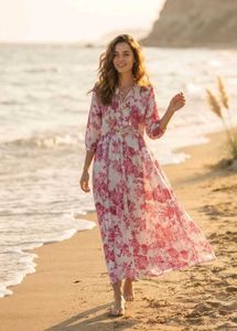 Pretty Pink Floral Long Dress / Frock