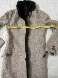 Faux Fur Collar Single Breasted Overcoat
