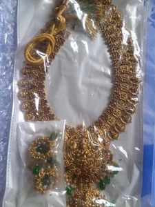 Lakshmi Kasu Haram with earrings