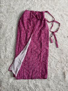 Pink Floral Wrap Skirt