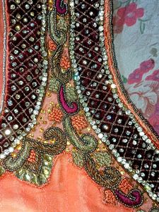 A Full Neck Embroidery Designs Net Frock 😘🥰😍