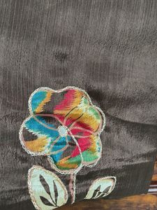 Elegant Brown Embroidered Saree