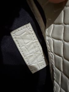 Chic Cream Croc Embossed Shoulder Bag