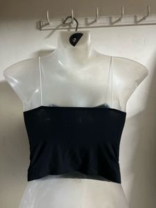 Black Strapless Crop Top