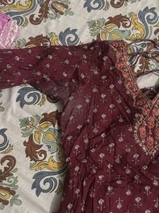 Maroon cotton suit set