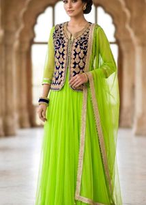 Elegant Kurta Set with Jacket &amp; Dupatta
