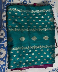 Beautiful Teal Banarasi Silk Saree