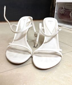 ZARA White Strappy Stilettos with dustbag