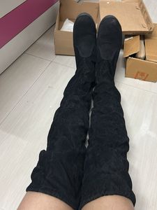 Black Suede Over-the-Knee Boots