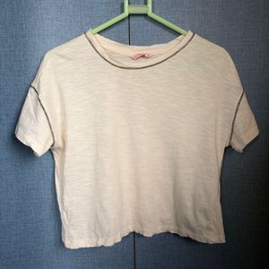 Cream Textured T-Shirt