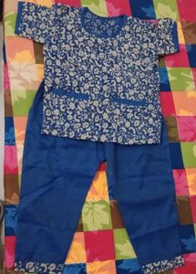 Blue Printed baby Kurta &amp; Pants Set