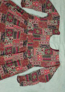 Ethnic Print A-line Frock with Dupatta