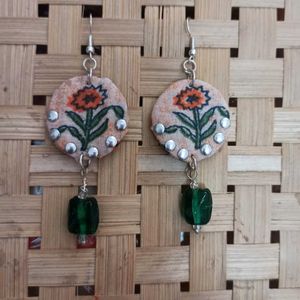 Unique Floral Print Drop Earrings